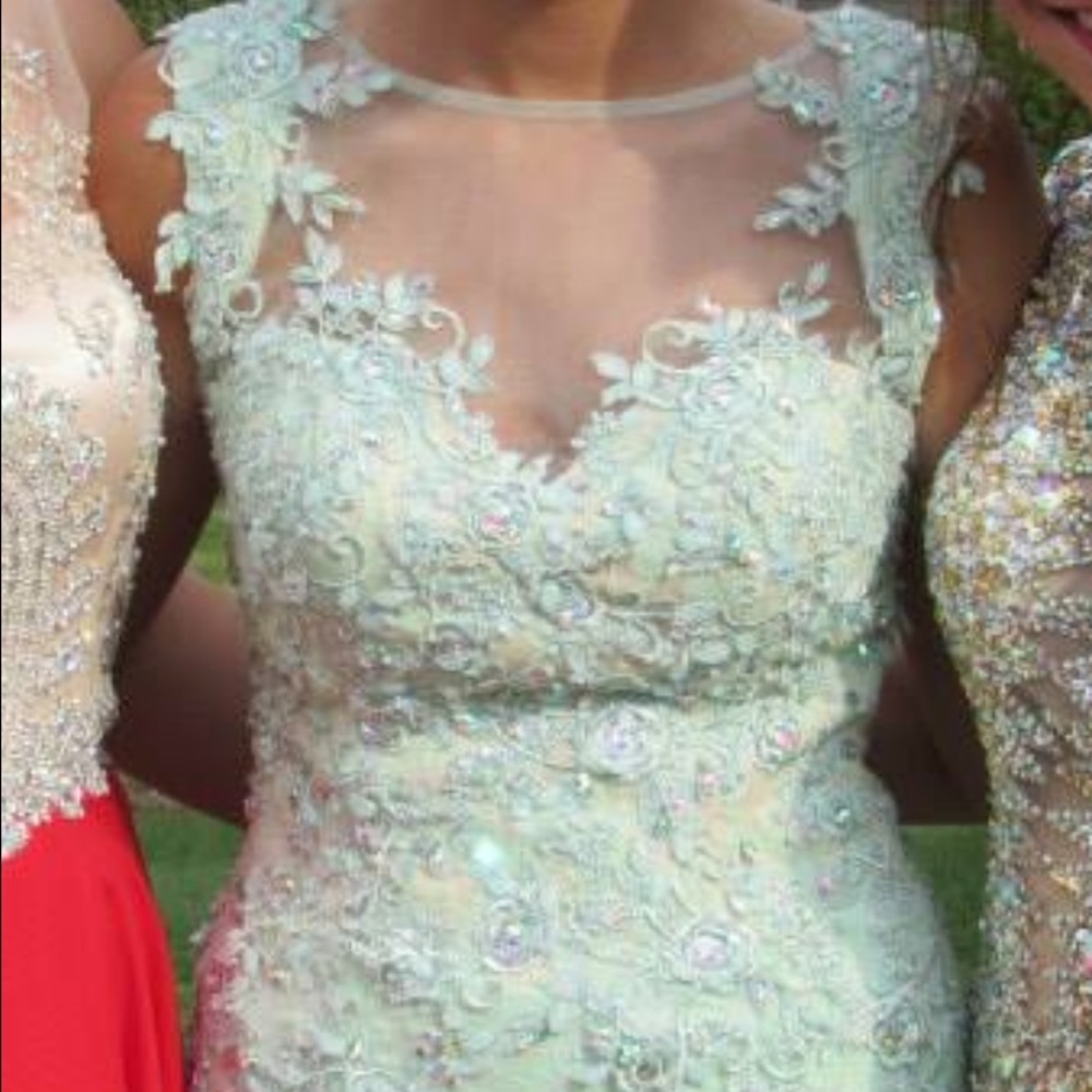 Rachel Allen Prom Dress Green Sparkles - Picture 5 of 6